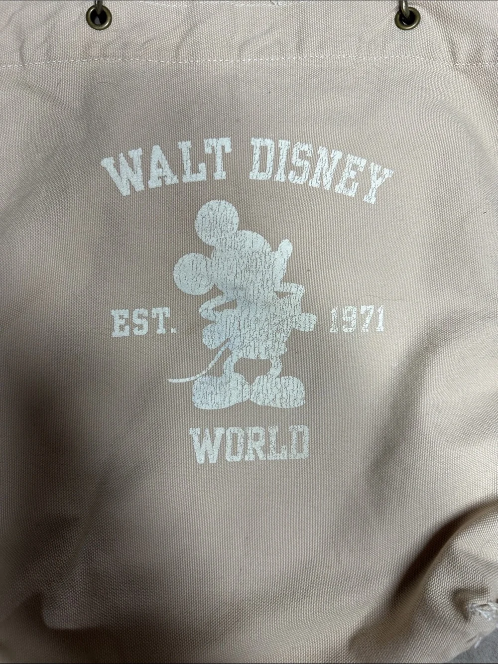 Walt Disney World Mickey Mouse Canvas Tote Bag Est. 1971 Cream Vintage Style